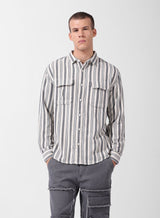 Men's Grey Casual Regular Fit Round Neck Full Sleeves Shirt