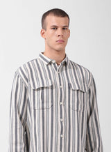 Men's Grey Casual Regular Fit Round Neck Full Sleeves Shirt