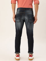 Men's Blue Slim Fit Solid Mid Rise Jeans
