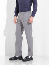 Men's Grey Regular Fit Self Design Mid Rise Trouser