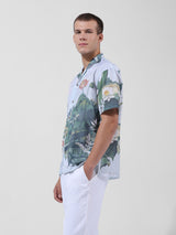 Men's Green Casual Regular Fit Printed Half Sleeves Shirt