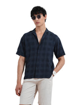 Men's Blue Casual Regular Fit Polo Collar Half Sleeves Shirt