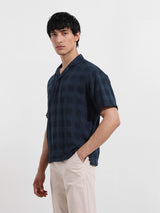 Men's Blue Casual Regular Fit Polo Collar Half Sleeves Shirt