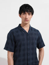 Men's Blue Casual Regular Fit Polo Collar Half Sleeves Shirt