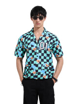 Men's Green Casual Baggy Fit Polo Collar Half Sleeves Shirt