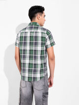 Men's Green Casual Slim Fit Round Neck Half Sleeves Shirt
