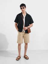 Men's Olive Casual Regular Fit Polo Collar Half Sleeves Shirt