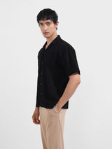 Men's Black Casual Regular Fit Polo Collar Half Sleeves Shirt