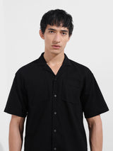 Men's Black Casual Regular Fit Polo Collar Half Sleeves Shirt