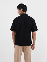 Men's Black Casual Regular Fit Polo Collar Half Sleeves Shirt