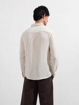 Men's Cream Casual Regular Fit Round Neck Full Sleeves Shirt