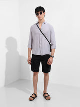 Men's Purple Casual Regular Fit Round Neck Full Sleeves Shirt