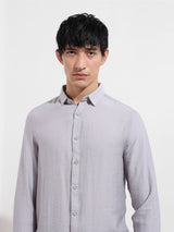 Men's Purple Casual Regular Fit Round Neck Full Sleeves Shirt