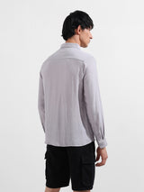 Men's Purple Casual Regular Fit Round Neck Full Sleeves Shirt