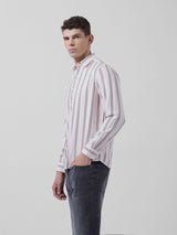 Men's Pink Casual Regular Fit Round Neck Full Sleeves Shirt