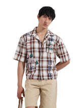 Men's Brown Casual Oversized Fit Polo Collar Half Sleeves Shirt
