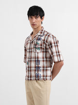 Men's Brown Casual Oversized Fit Polo Collar Half Sleeves Shirt