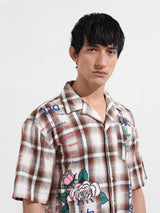 Men's Brown Casual Oversized Fit Polo Collar Half Sleeves Shirt