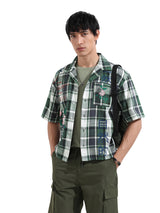 Men's Green Casual Oversized Fit Polo Collar Half Sleeves Shirt