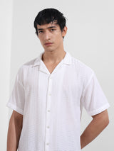 Men's White Casual Regular Fit Polo Collar Half Sleeves Shirt