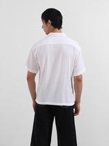 Men's White Casual Regular Fit Polo Collar Half Sleeves Shirt