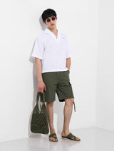 Men's White Casual Oversized Fit Polo Collar Half Sleeves Shirt