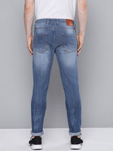 Men's Blue Slim Fit Solid Mid Rise Jeans