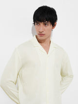 Men's Cream Casual Regular Fit Polo Collar Full Sleeves Shirt