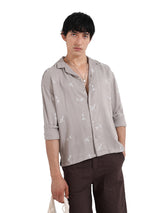 Men's Brown Casual Regular Fit Polo Collar Full Sleeves Shirt