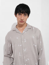 Men's Brown Casual Regular Fit Polo Collar Full Sleeves Shirt