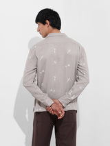 Men's Brown Casual Regular Fit Polo Collar Full Sleeves Shirt