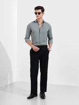 Men's Green Casual Slim Fit Round Neck Full Sleeves Shirt