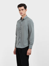 Men's Green Casual Slim Fit Round Neck Full Sleeves Shirt