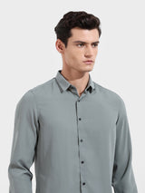 Men's Green Casual Slim Fit Round Neck Full Sleeves Shirt