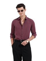 Men's Purple Casual Slim Fit Round Neck Full Sleeves Shirt