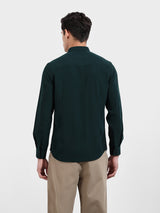 Men's Green Casual Slim Fit Round Neck Full Sleeves Shirt