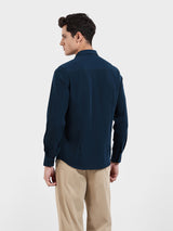 Men's Teal Casual Slim Fit Round Neck Full Sleeves Shirt