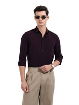 Men's Purple Casual Slim Fit Round Neck Full Sleeves Shirt