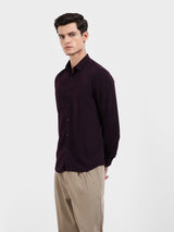 Men's Purple Casual Slim Fit Round Neck Full Sleeves Shirt