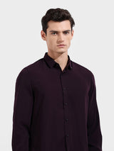 Men's Purple Casual Slim Fit Round Neck Full Sleeves Shirt