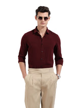 Men's Red Casual Slim Fit Round Neck Full Sleeves Shirt