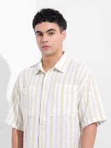 Men's Green Casual Baggy Fit Polo Collar Half Sleeves Shirt