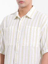 Men's Green Casual Baggy Fit Polo Collar Half Sleeves Shirt