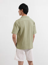 Men's Green Casual Regular Fit Polo Collar Half Sleeves Shirt