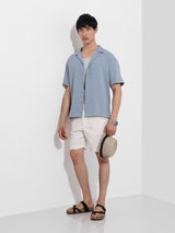 Men's Blue Casual Regular Fit Polo Collar Half Sleeves Shirt