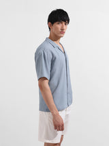 Men's Blue Casual Regular Fit Polo Collar Half Sleeves Shirt