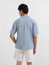 Men's Blue Casual Regular Fit Polo Collar Half Sleeves Shirt