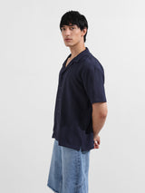 Men's Blue Casual Regular Fit Polo Collar Half Sleeves Shirt
