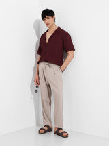 Men's Maroon Casual Regular Fit Polo Collar Half Sleeves Shirt