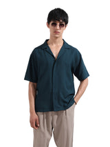 Men's Teal Casual Regular Fit Polo Collar Half Sleeves Shirt